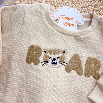 Conj. Casaco Tigrinho Roar e Calça de Moletom - Areia